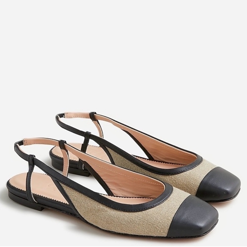 J. Crew Beige and Black Slingback Flats